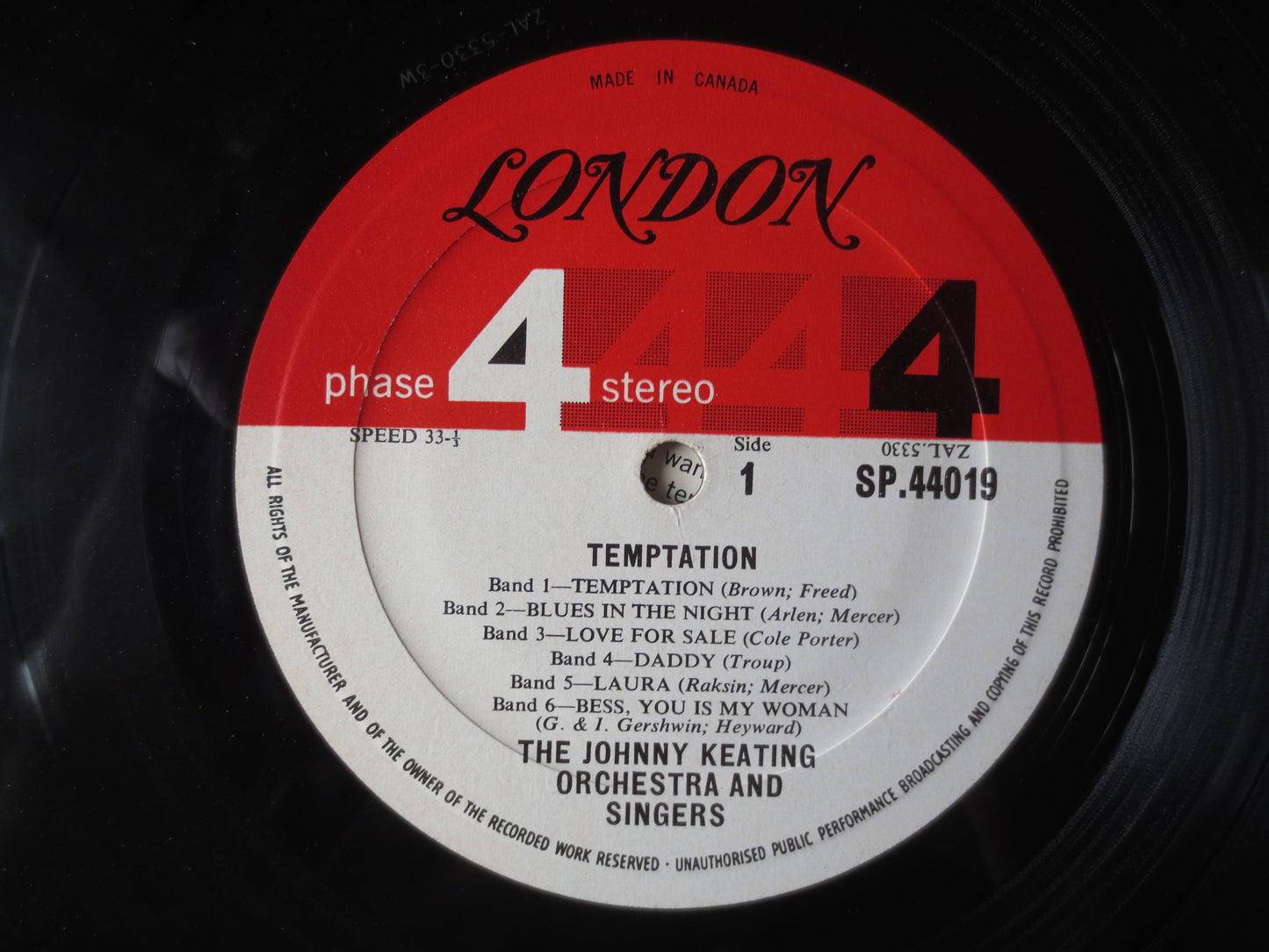 TEMPTATION, Phase 4 Records, JOHN KEATING, Orchestra Records, John Keating Albums, Jazz Music, Vinyl Album, Lp, 1962 Record