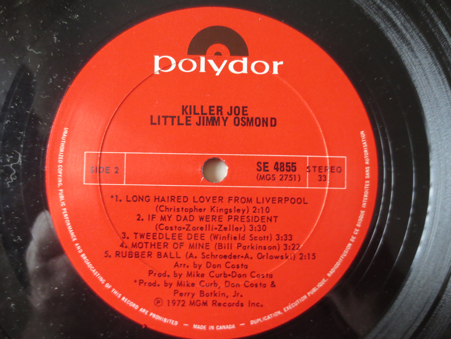 JIMMY OSMOND, KILLER Joe, Jimmy Osmond Albums, Jimmy Osmond Record, The Osmonds Lps, Pop Lps,  Vinyl Records, 1972 Records