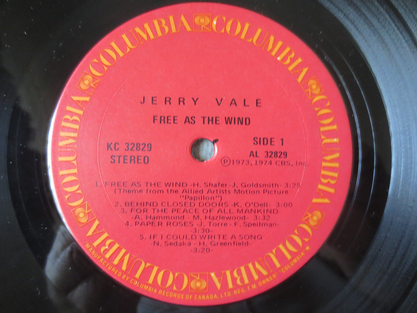 JERRY VALE, FREE as the Wind, Jerry Vale Records, Jerry Vale Albums, Jazz Records, Jerry Vale lps, Vinyl lp, 1974 Records