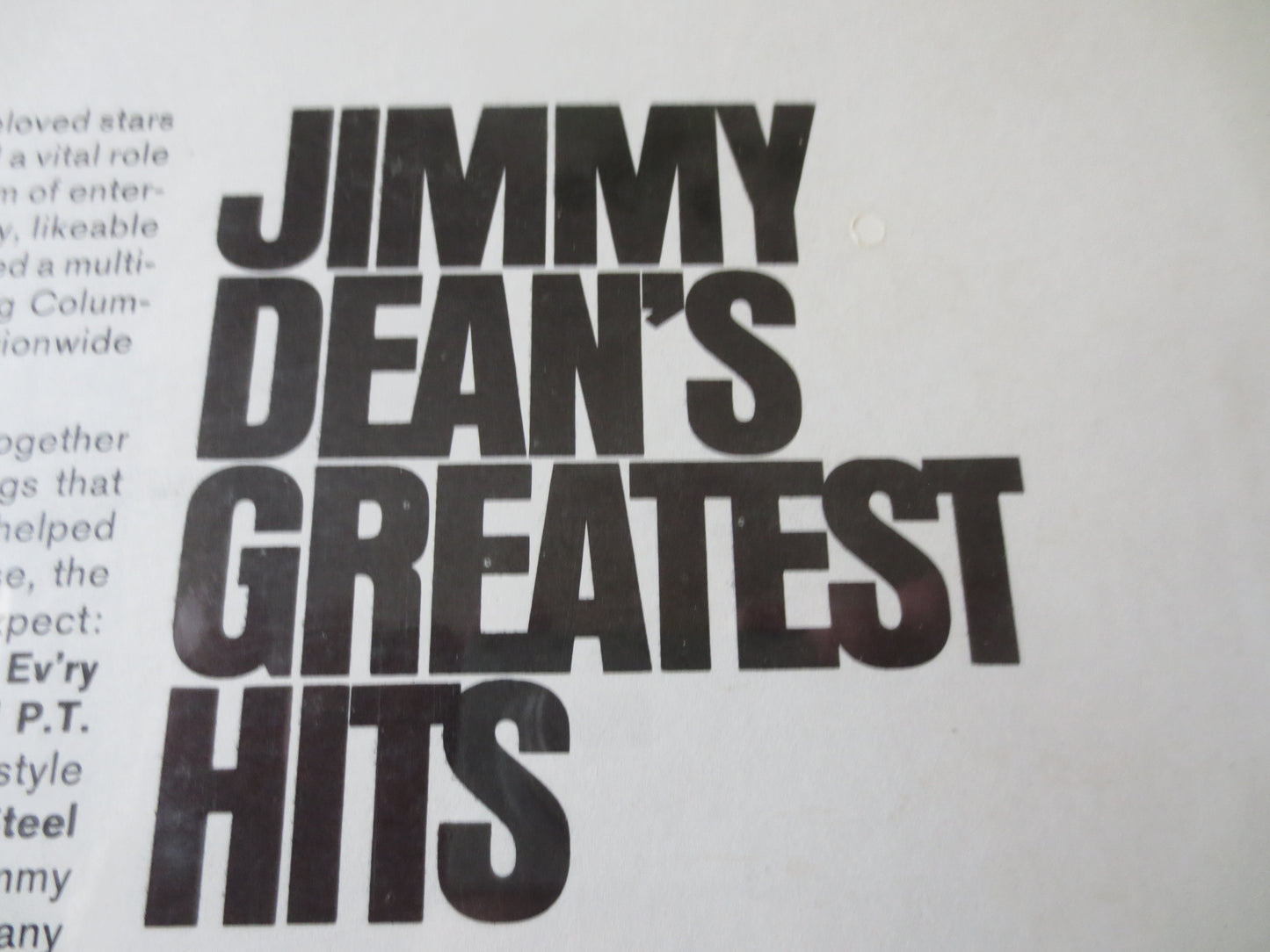 JIMMY DEAN Record, GREATEST Hits, Jimmy Dean Vinyl, Jimmy Dean Album, Vinyl Record, Jimmy Dean Lp, Vinyl lps, 1966 Records