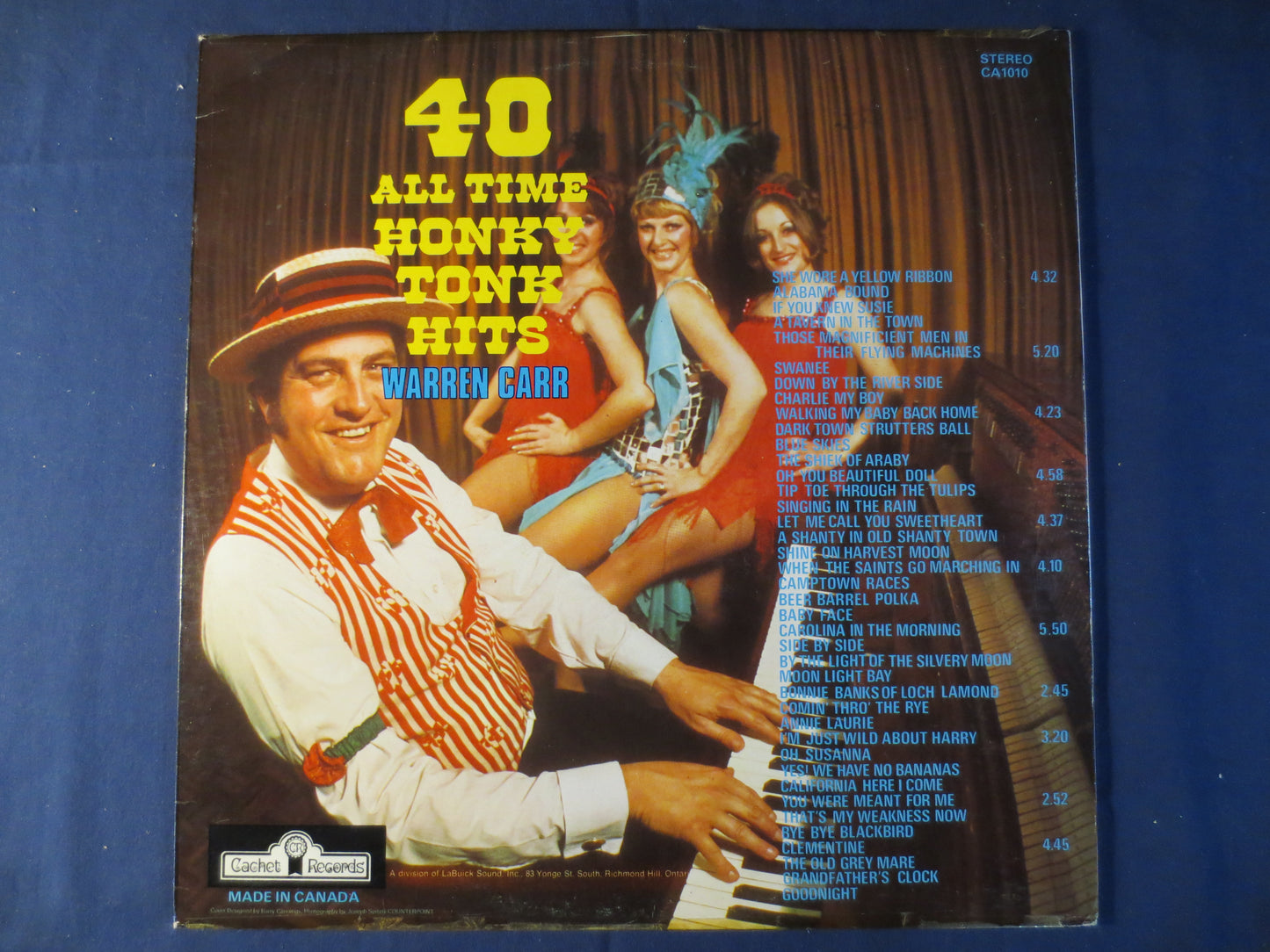 WARREN CARR, 40 All Time HONKY Tonk Hits, Ragtime Records, Honky Tonk Records, Vinyl Record, Record Vinyl, Lp, 1974 Records