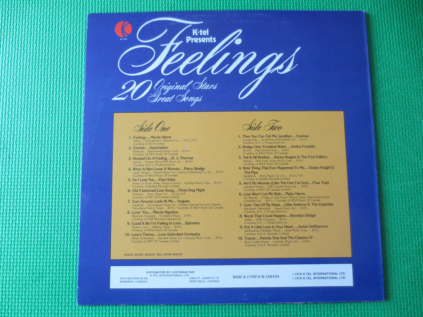 K-Tel RECORDS, FEELINGS, K-Tel Album, K-Tel Vinyl, K-Tel Lp, Love Songs, Pop Record, Pop Vinyl, Vintage Vinyl, 1977 Records
