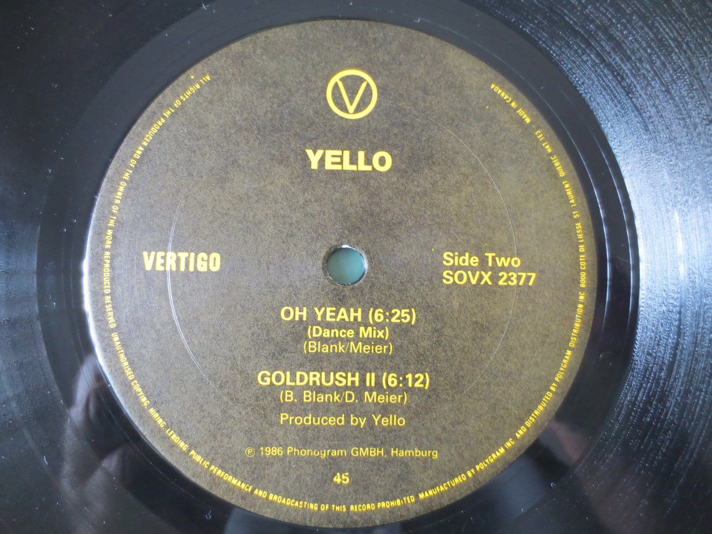 YELLO, Oh YEAH, GOLDRUSH Ep, Oh Yeah Ep, Goldrush Record, Yello Vinyl, Electro Pop, New Wave, Vintage Vinyl, 1986 Record