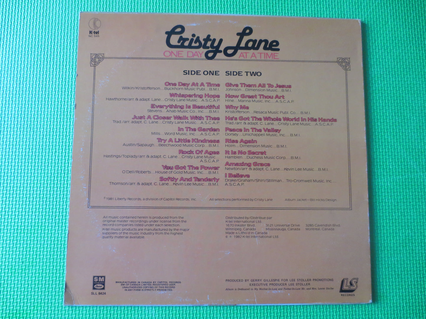 CRISTY LANE, One DAY at a Time, K-Tel Records, K-Tel Albums, Vinyl lp, K-Tel lps, Cristy Lane Albums, lps, 1982 Records