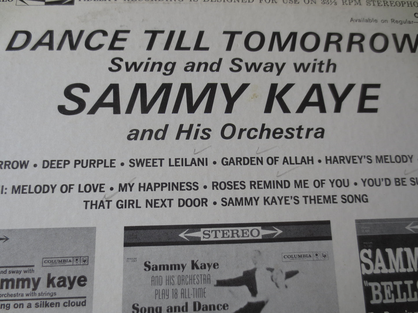 SAMMY KAYE, DANCE Till Tomorrow, Sammy Kaye Records, Sammy Kaye Albums, Swing Records, Vinyl, Vinyl Record, 1962 Records