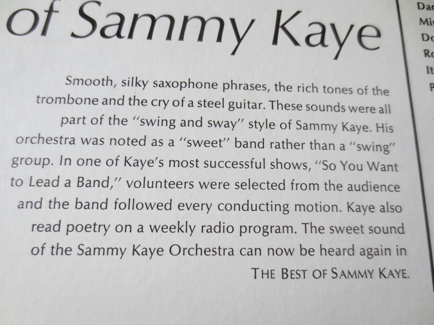 SAMMY KAYE, BEST of Albums, Sammy Kaye Records, Sammy Kaye Albums, Jazz Records, Sammy Kaye lps, Jazz Albums, 1968 Records