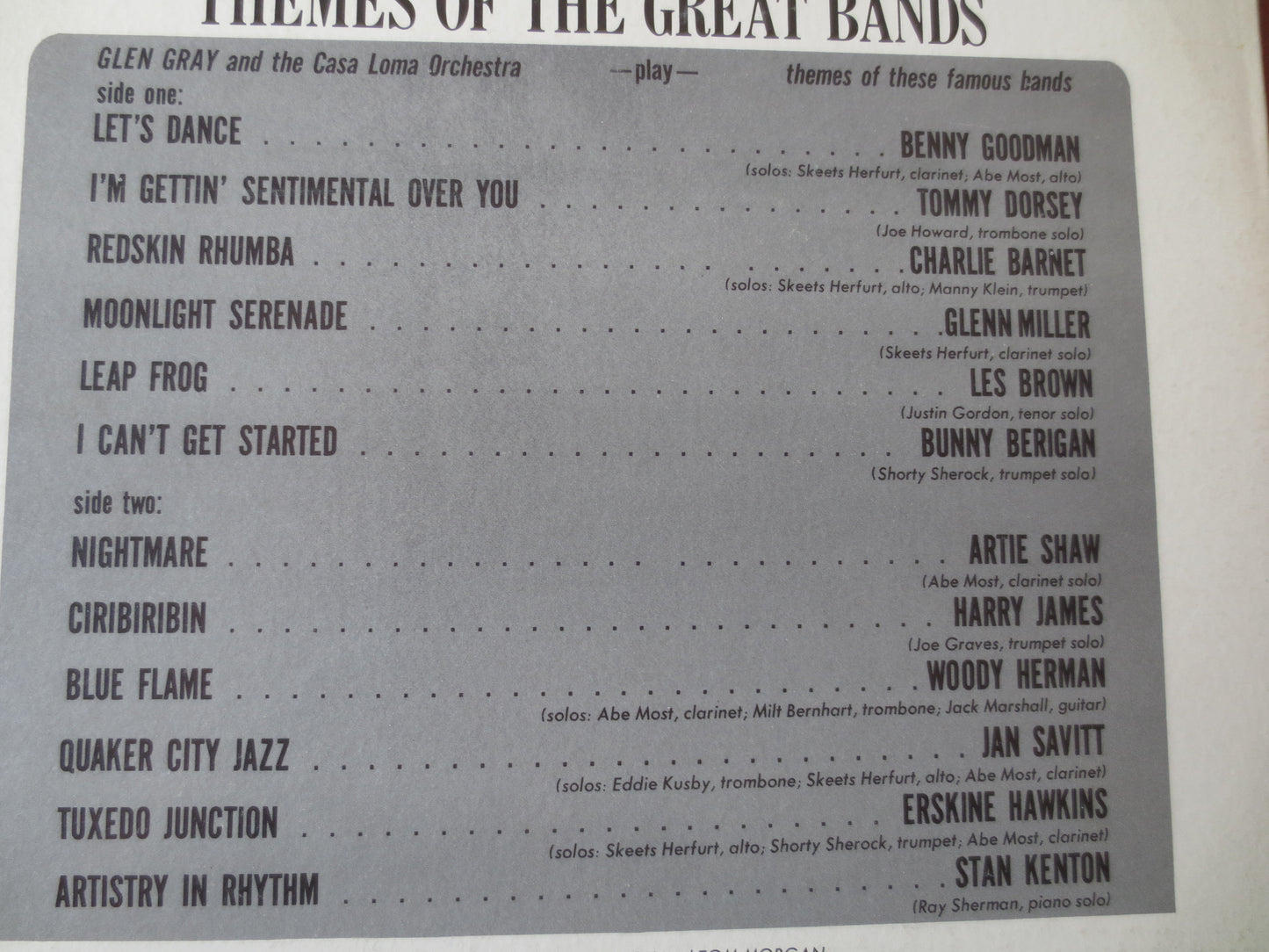 CASA LOMA ORCHESTRA, Glen Gray, Casa Loma Records, Casa Loma Albums, Glen Gray Records, Glen Gray Albums, Lps, 1963 Records