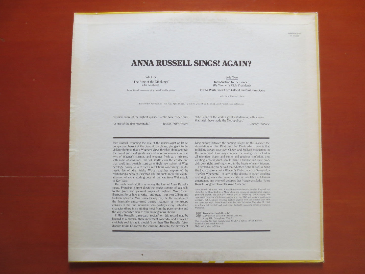 ANNA RUSSELL, ANNA Russell Record, Anna Russell Album, Anna Russell Vinyl, Record, Opera Record, Vinyl Album, 1953 Records