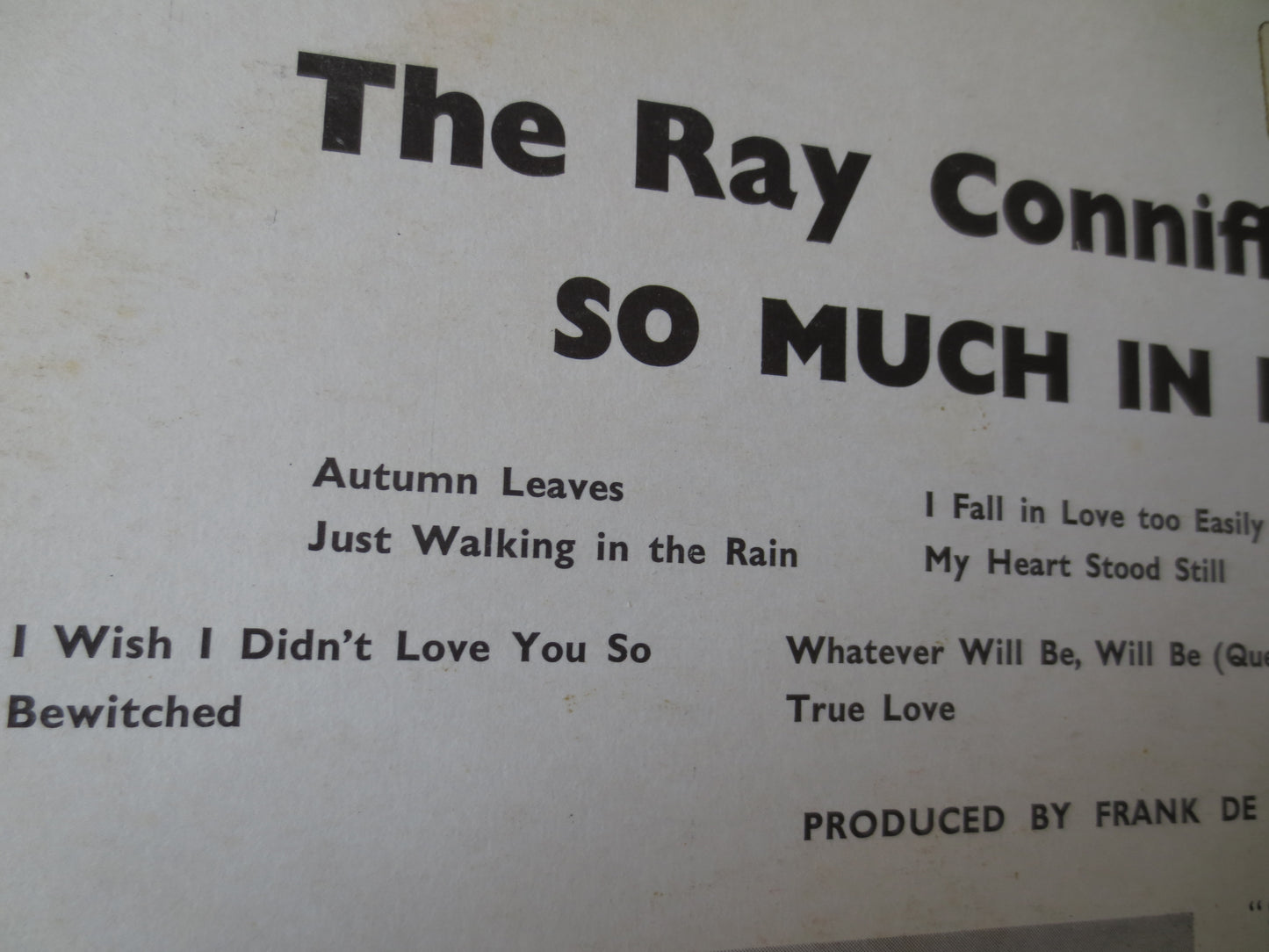 RAY CONNIFF, So Much In LOVE, Ray Conniff Records, Ray Conniff Albums, Ray Conniff Singers, Vinyl Record, Lps, 1961 Records