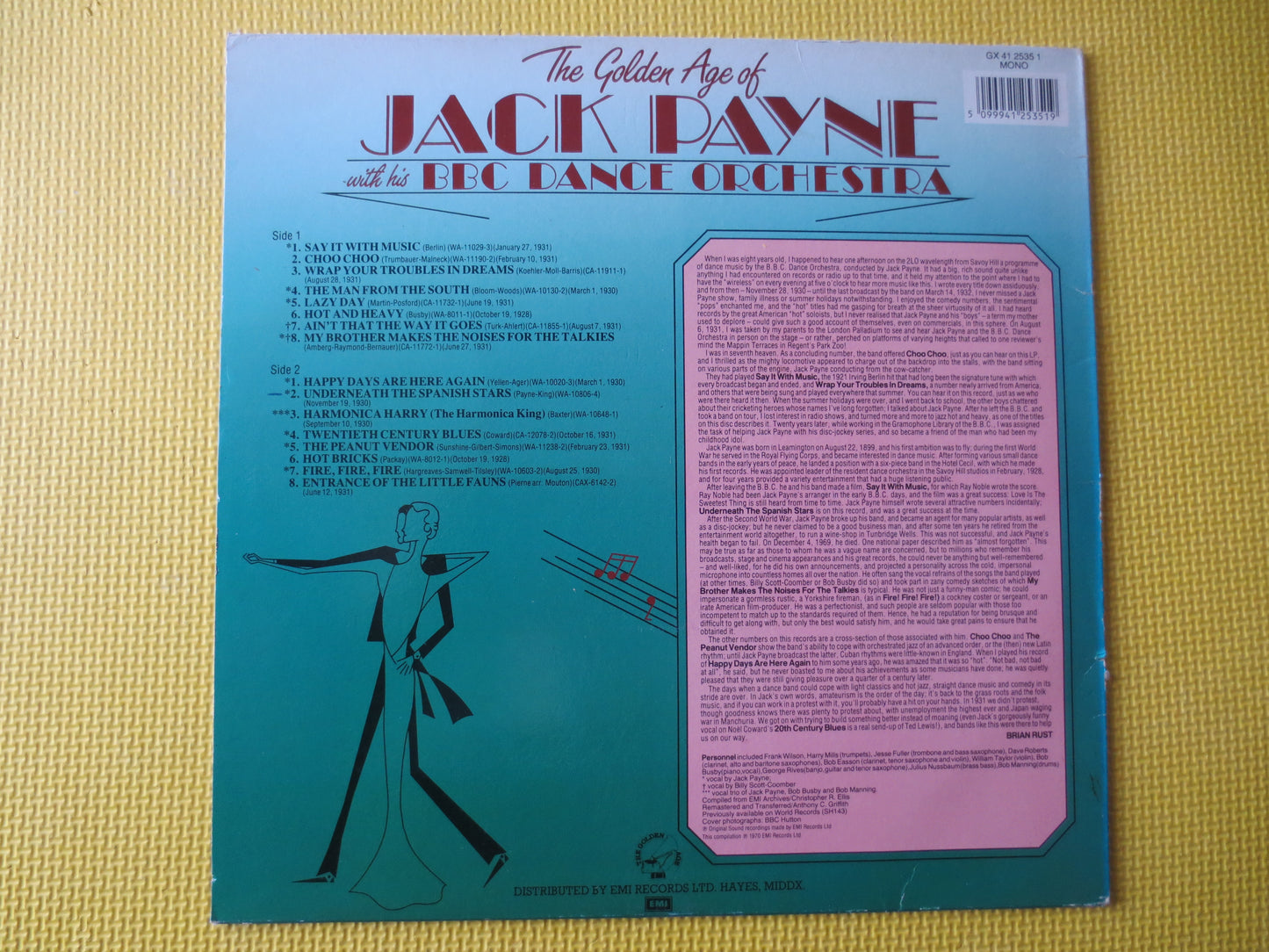 JACK PAYNE, GOLDEN Age, Jack Payne Record,  Jack Payne Album, Jack Payne Lp, Jazz Records, Classical Vinyl, 1984 Records