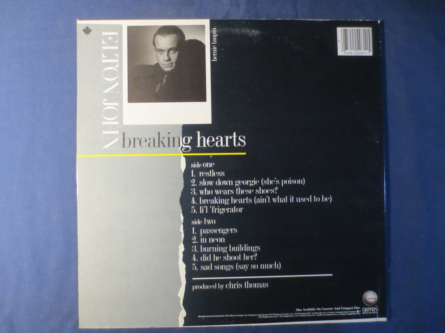 ELTON JOHN, Breaking HEARTS, Elton John Records, Elton John Albums, Elton John Vinyl, Elton John Lp, Vinyl Lp, 1984 Records