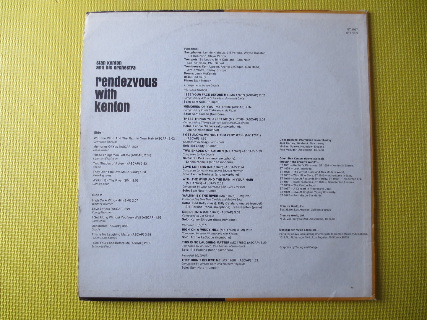 STAN KENTON, The CREATIVE World, Stan Kenton Records, Stan Kenton Albums, Stan Kenton Lp, Jazz Lps, Vinyl Lp, 1971 Records