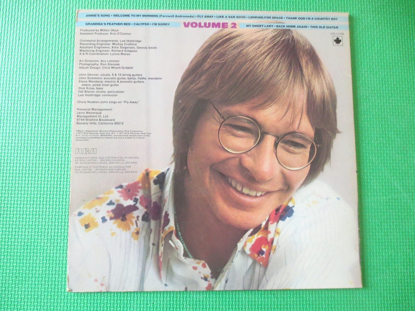 JOHN DENVER, GREATEST Hits, Vol 2, John Denver Records, Vinyl Records, John Denver Albums, John Denver lps, 1977 Records