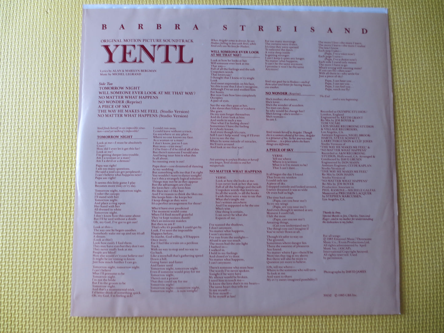 BARBRA STREISAND, YENTL, Vinyl Records, Barbra Streisand Lp, Jazz Record, Vinyl Albums, Pop Music, Records, 1983 Records