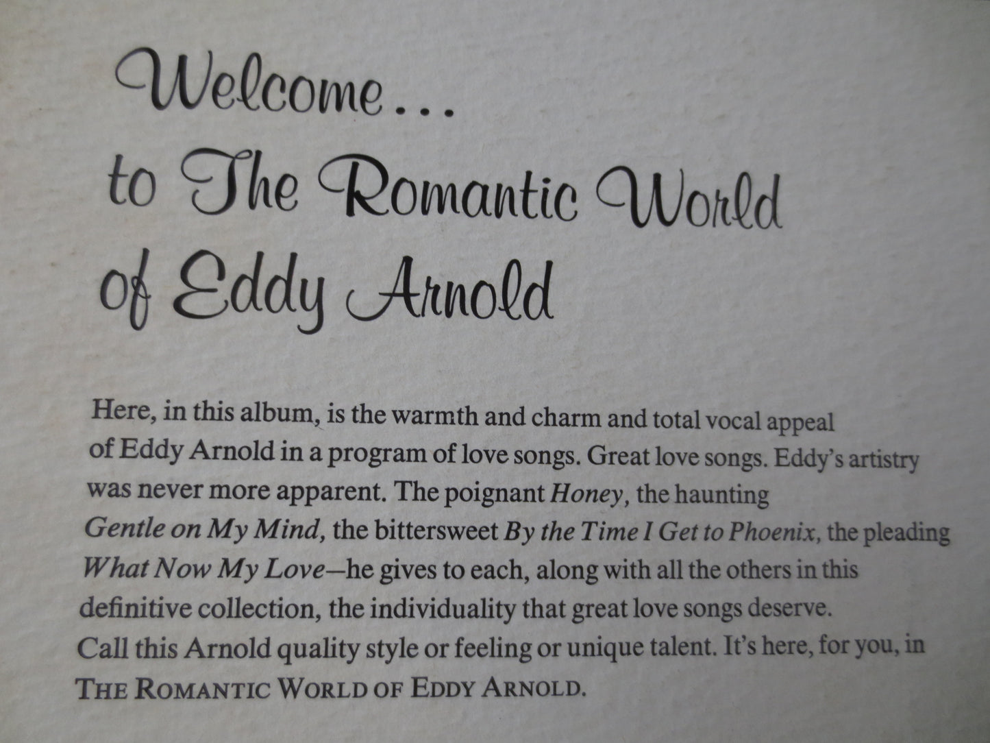 EDDY ARNOLD, ROMANTIC World, Eddy Arnold Album, Eddy Arnold Vinyl, Eddy Arnold Lp, Vintage Vinyl, Lps, 1968 Albums