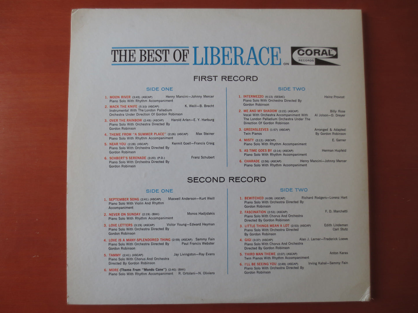 LIBERACE, BEST of LIBERACE, 2 Records, Liberace Albums, Liberace Vinyl, Liberace Lp, Classical Albums, Vinyl, 1965 Records