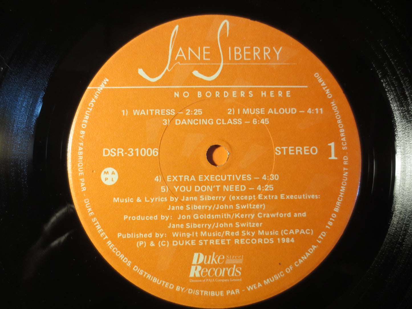 JANE SIBERRY, No Borders HERE, Jane Siberry Record, Jane Siberry Album, Jane Siberry Lp, Vinyl Record, Lps, 1984 Records