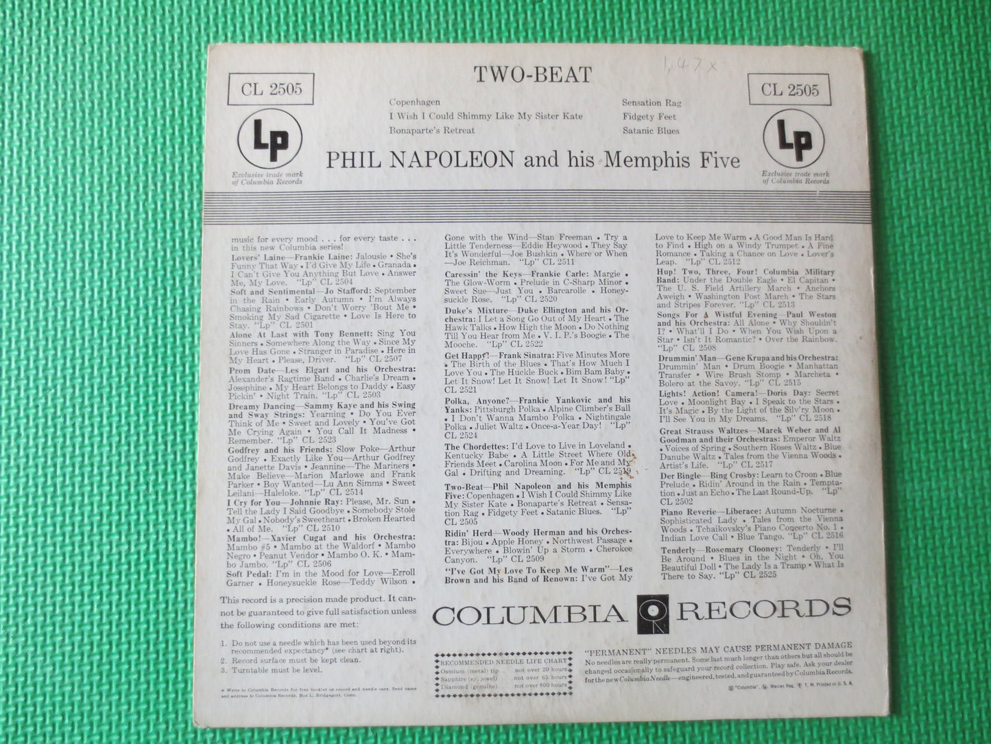 PHIL NAPOLEON and His MEMPHIS Five, Two Beat, Jazz Records, Dixieland Records, Jazz Lps, Jazz Albums, lps, 1955 Records