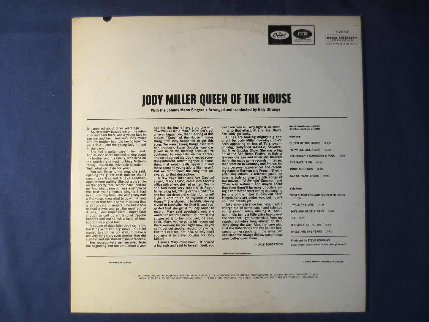 JODY MILLER, QUEEN of the House, Country Records, Jody Miller Record, Jody Miller Album, Jody Miller Lp, Lp, 1965 Records
