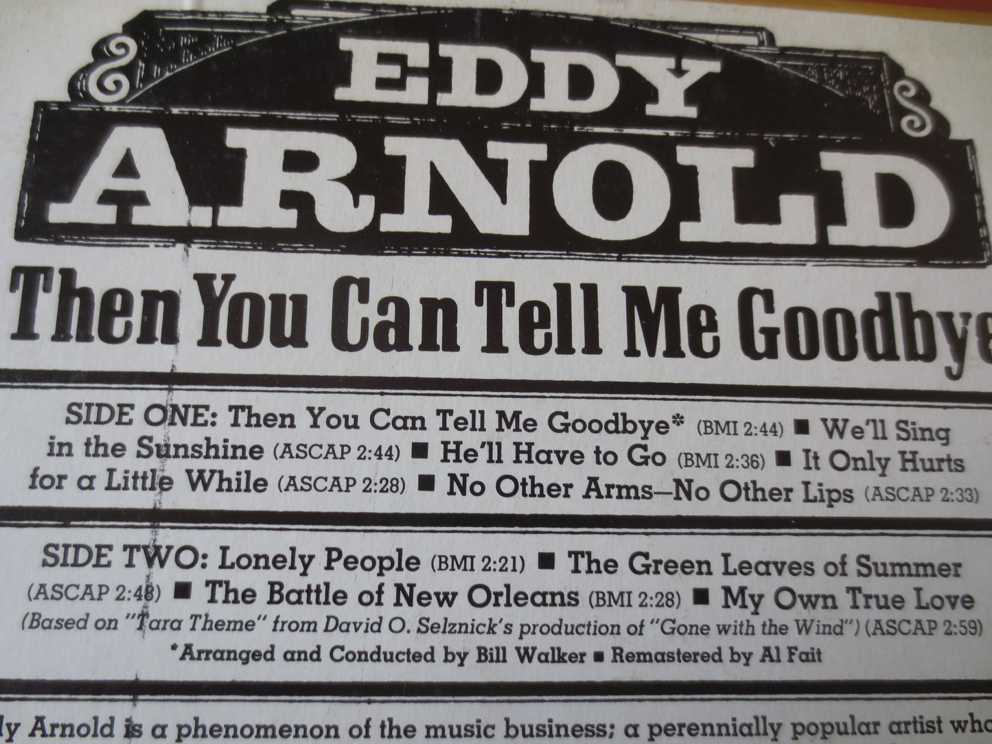 EDDY ARNOLD, Then You Can TELL Me Goodbye, Eddy Arnold Album, Eddy Arnold Record, Eddy Arnold Lp, Lps, Vinyl, 1971 Albums