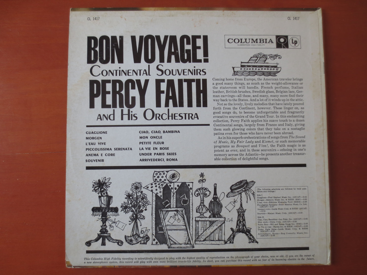 PERCY FAITH, Bon VOYAGE, Percy Faith Album, Percy Faith Vinyl, Percy Faith Music, Jazz Lp, Lps, Vinyl, 1960 Record