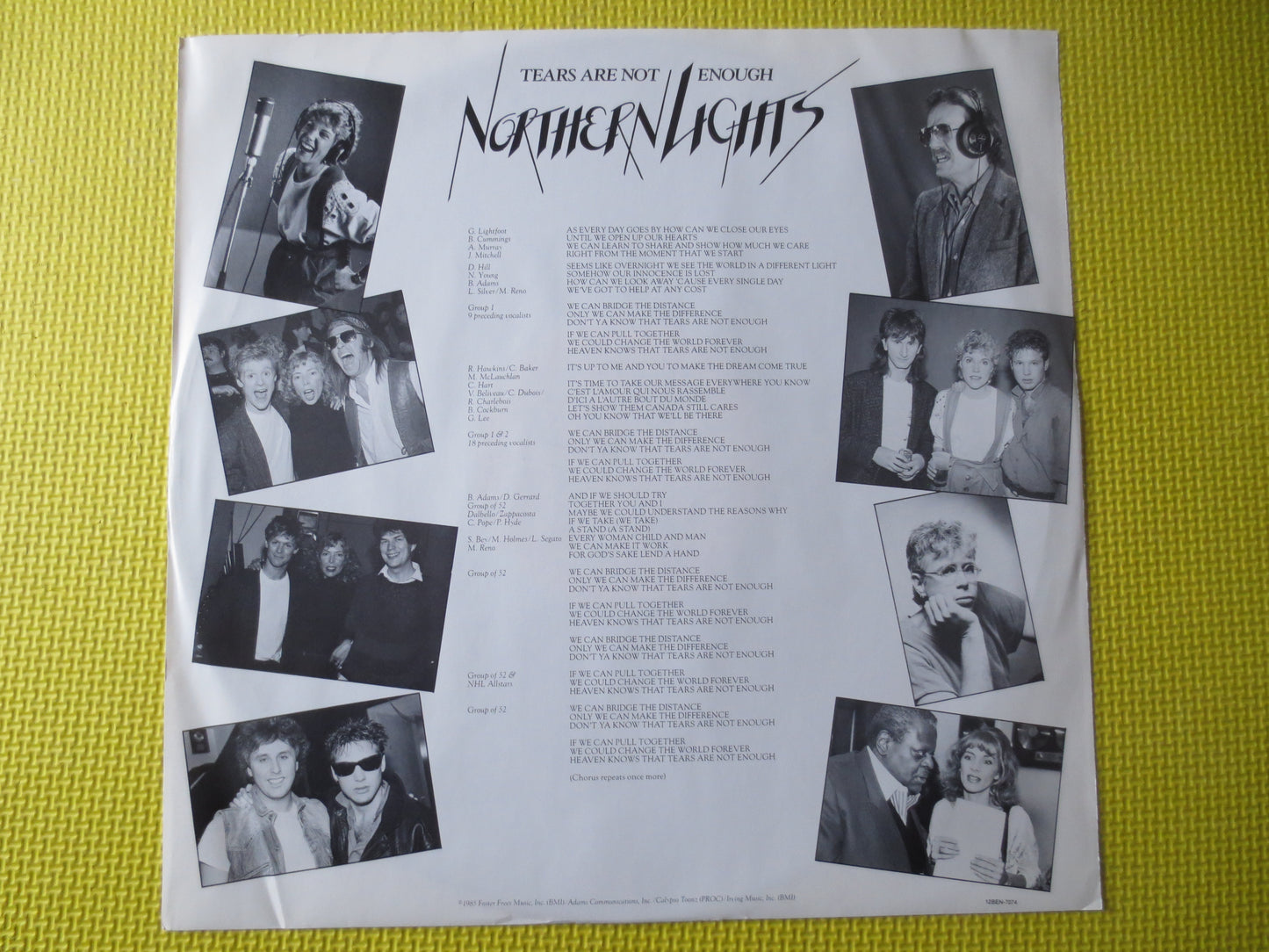 TEARS Are Not Enough, NORTHERN LIGHTS, Bryan Adams Records, Corey Hart Album, Vinyl Record, Rock Record, Lps, 1985 Records