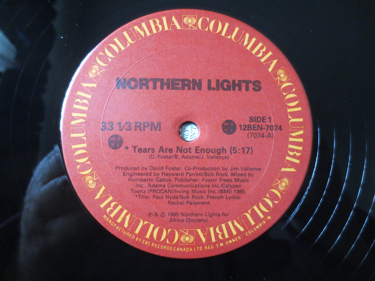 TEARS Are Not Enough, NORTHERN LIGHTS, Bryan Adams Records, Corey Hart Album, Vinyl Record, Rock Record, Lps, 1985 Records