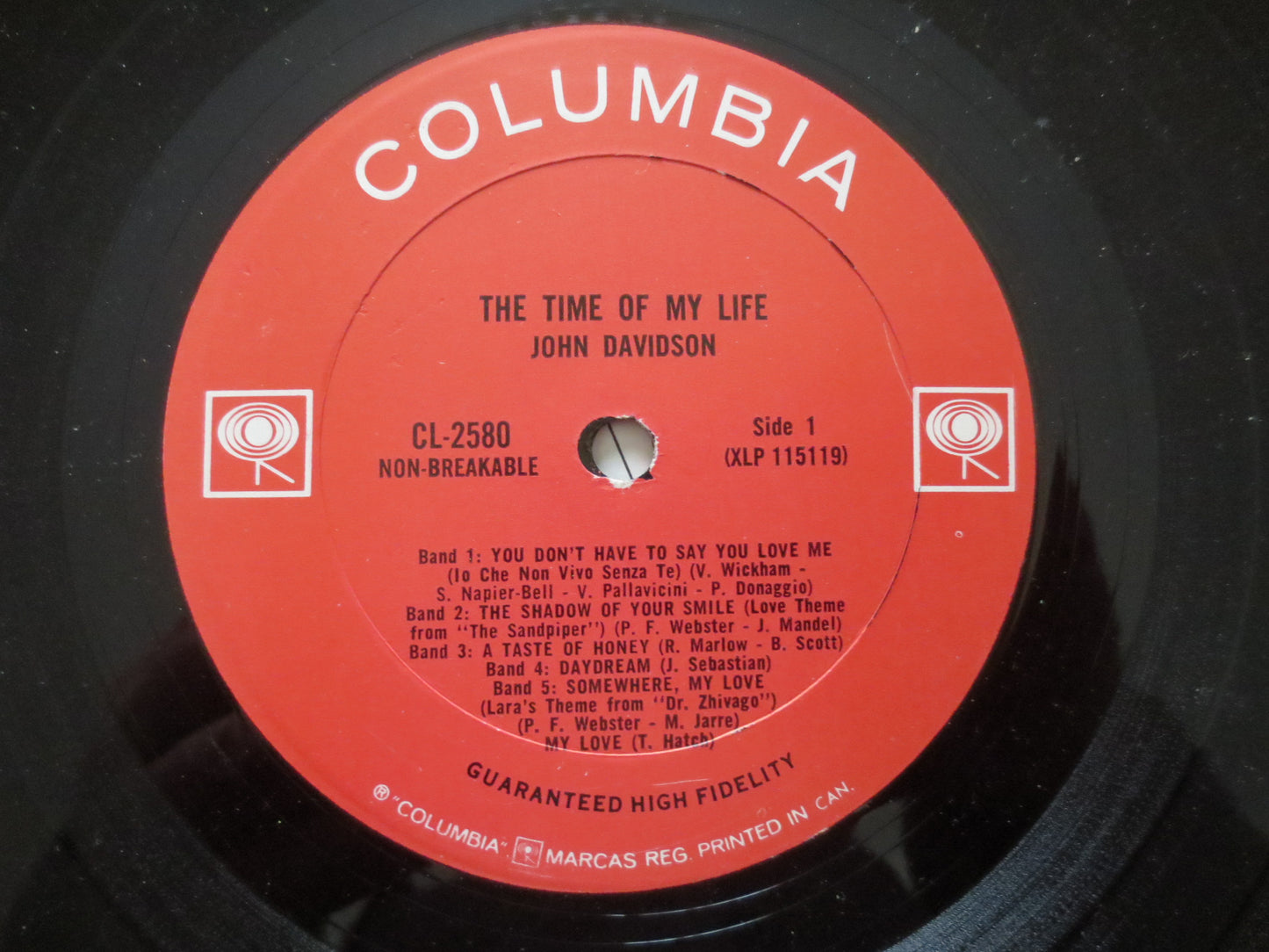 JOHN DAVIDSON Lp, TIME of My Life Lp, Pop Record, Pop Album, Vintage Vinyl, Vintage Vocal Album, Vocal Record, 1966 Records
