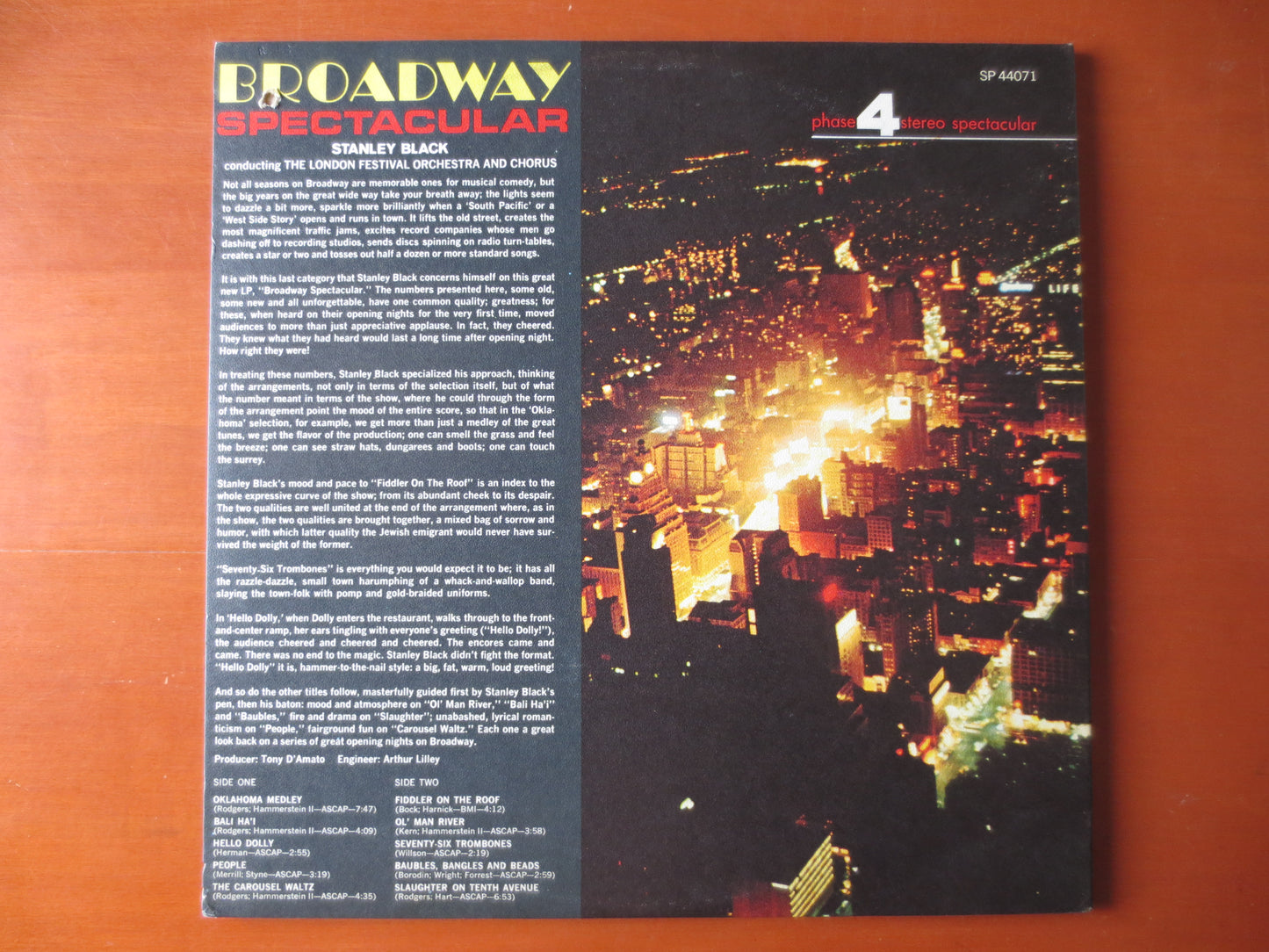 BROADWAY SPECTACULAR, Phase 4 Records, STANLEY Black, Orchestra Records, Stanley Black Albums, Vinyl Album, Lp, 1966 Record