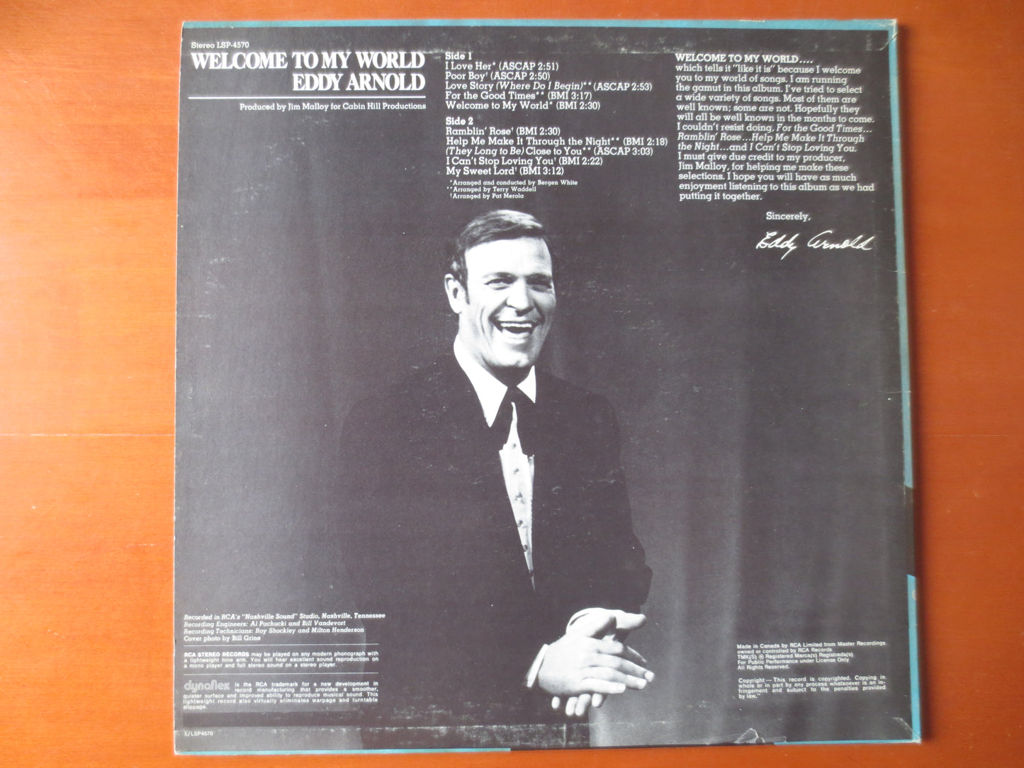 EDDY ARNOLD, WELCOME To My World, Eddy Arnold Album, Eddy Arnold Vinyl, Eddy Arnold Lp, Vintage Vinyl, Vinyl, 1971 Albums