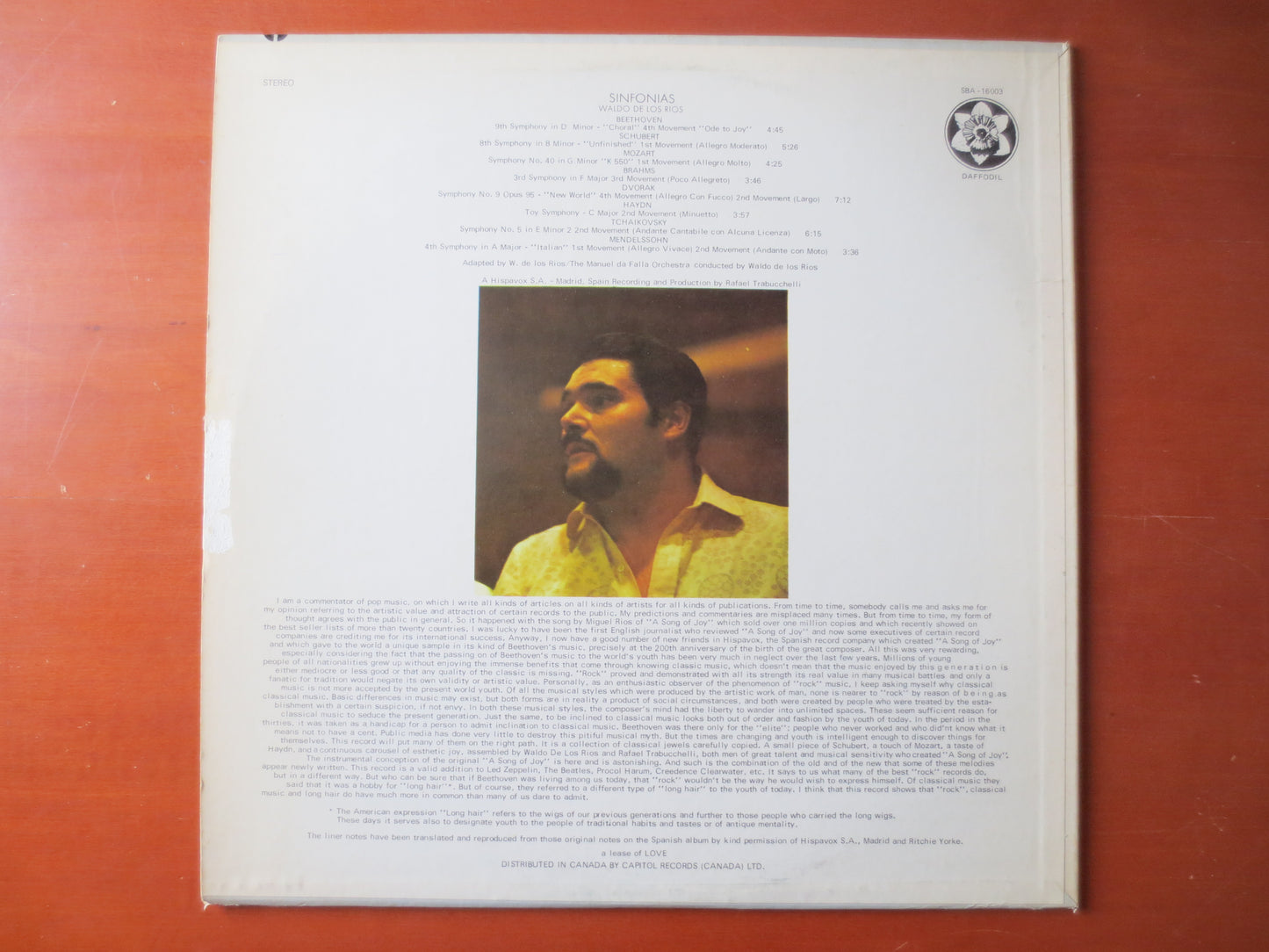 WALDO De LOS RIOS, Sinfonias, Classical Records, Classical Albums, Classical Music Lp, Symphony Records, Lps, 1970 Records