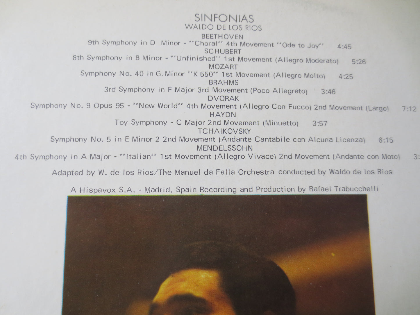 WALDO De LOS RIOS, Sinfonias, Classical Records, Classical Albums, Classical Music Lp, Symphony Records, Lps, 1970 Records