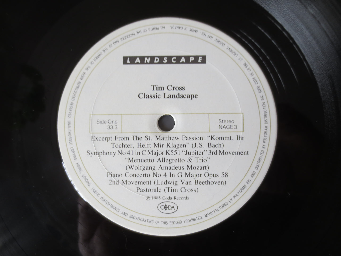 TIM CROSS, CLASSIC Landscape, Records, Tim Cross Albums, Tim Cross Records, Tim Cross Lps, Vinyl, Jazz Record, 1985 Records