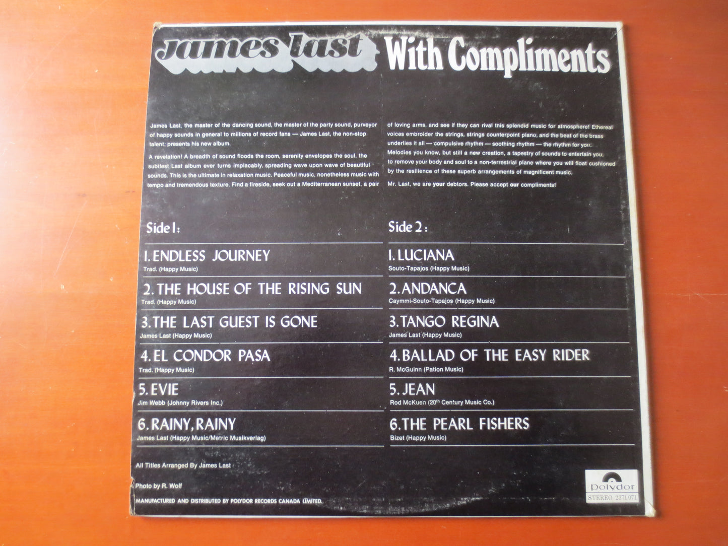 JAMES LAST, With COMPLIMENTS, James Last Records, James Last Albums, James Last Vinyl, Vinyl Lps, Jazz Record, 1970 Records