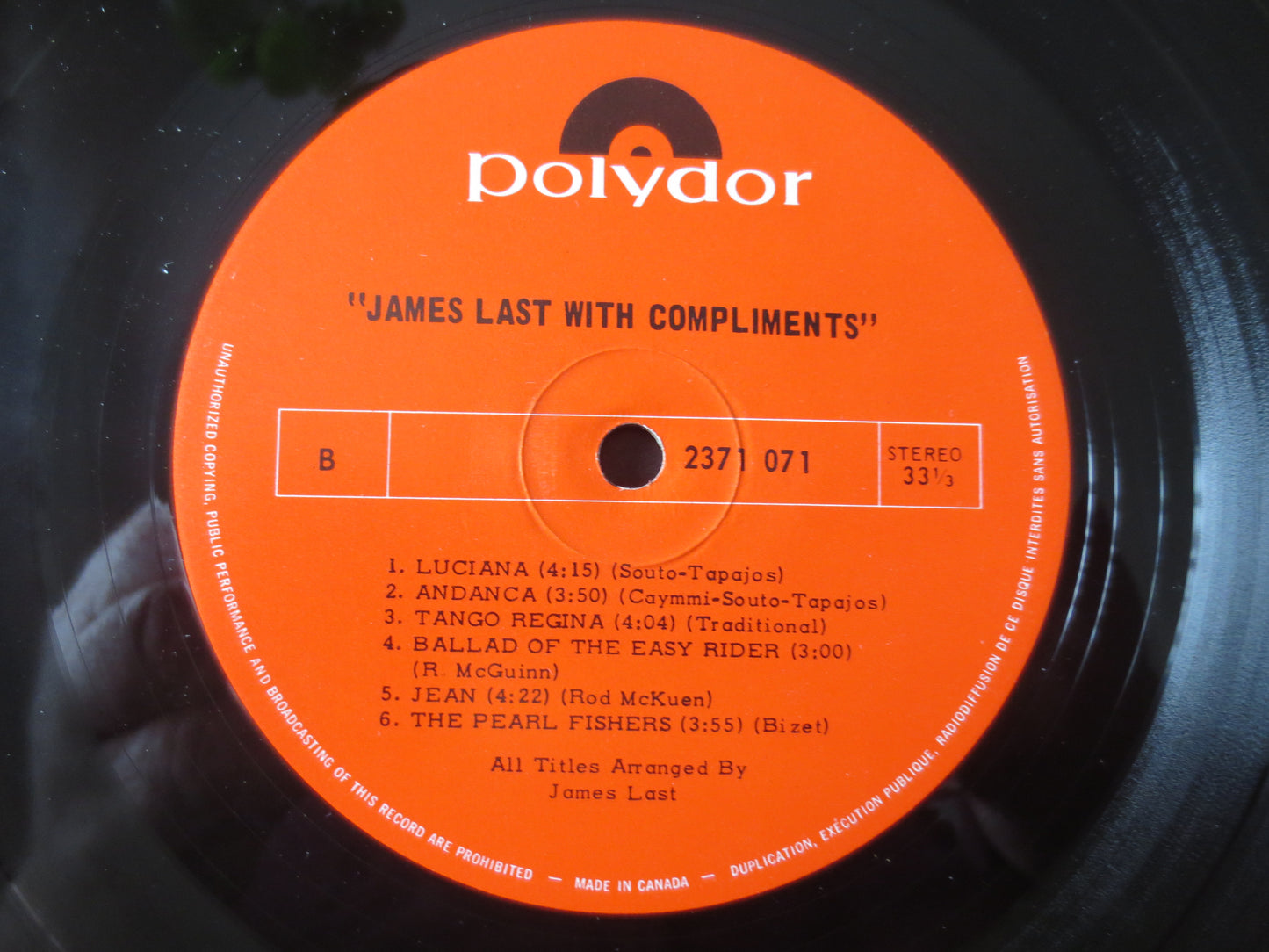 JAMES LAST, With COMPLIMENTS, James Last Records, James Last Albums, James Last Vinyl, Vinyl Lps, Jazz Record, 1970 Records