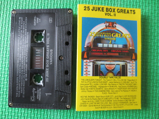 25 JUKE BOX GREATS, Juke Box Hits Tape, Rock and Roll Tape, Rock Cassette, Rock Lp, Tape Cassette, Cassette, 1988 Cassette