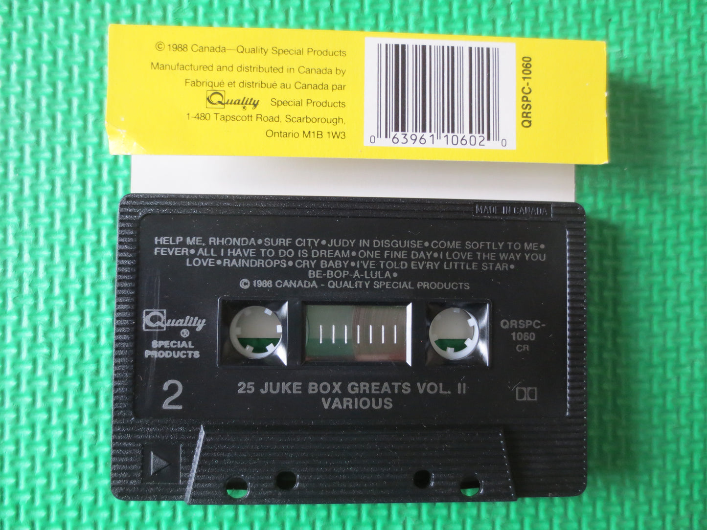 25 JUKE BOX GREATS, Juke Box Hits Tape, Rock and Roll Tape, Rock Cassette, Rock Lp, Tape Cassette, Cassette, 1988 Cassette