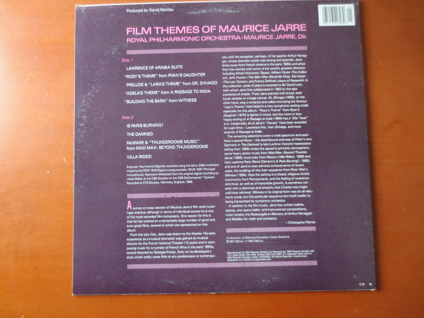 MAURICE JARRE, FILM Themes, Maurice Jarre Record, Maurice Jarre Album,  Soundtrack Records, Vinyl Record, Lps, 1987 Records