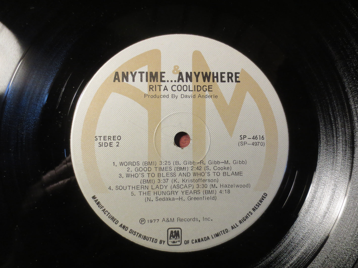 RITA COOLIDGE, ANYTIME Anywhere, Rita Coolidge Record, Country Records, Rita Coolidge Album, Rita Coolidge Lp, 1977 Records