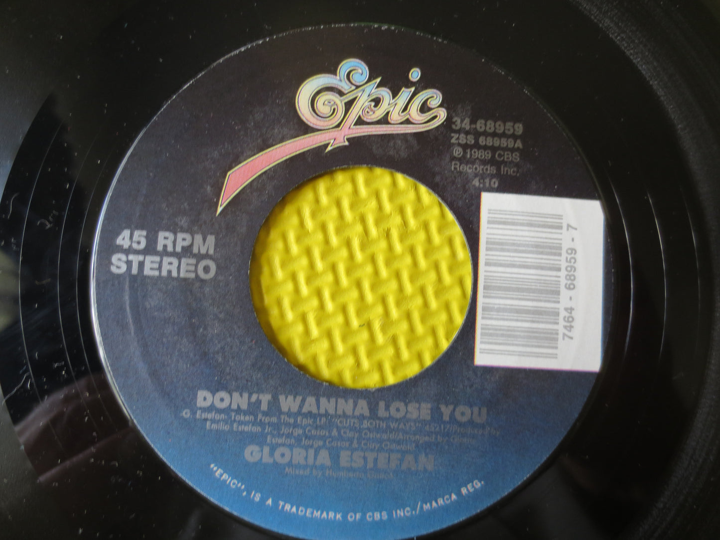 GLORIA ESTEFAN, Don't WANNA Lose You, 45 Rpm, Pop Record, Pop Album, Pop Vinyl, Record Vinyl, Vinyl Record, 1989 Records