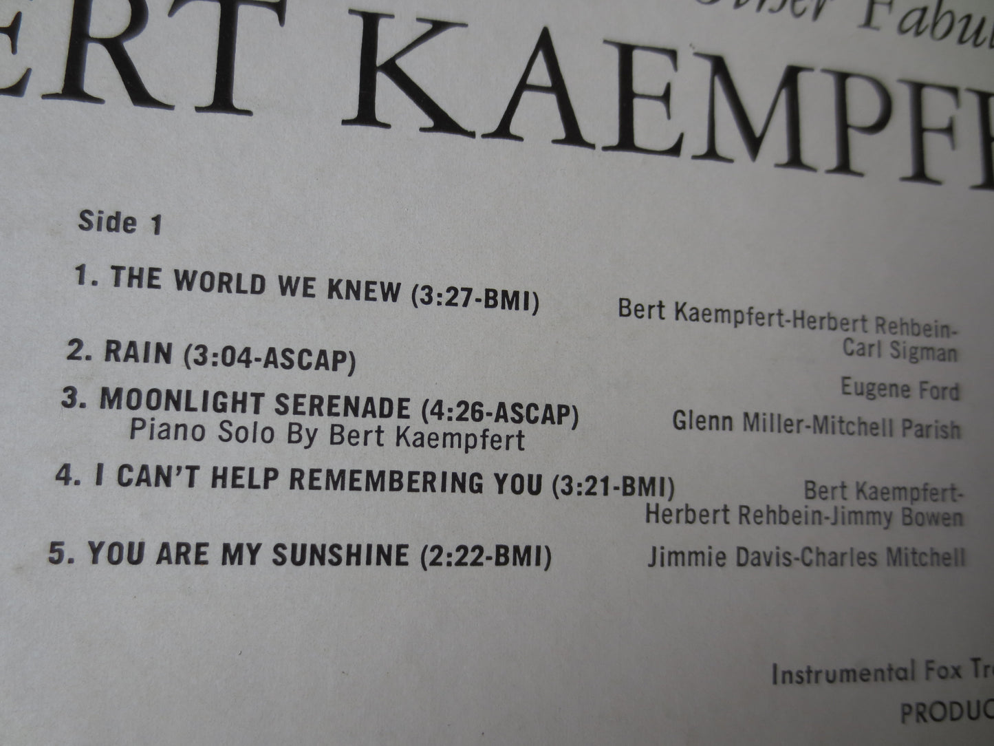 BERT KAEMPFERT, The WORLD We Knew, Bert Kaempfert Album, Jazz Records, Jazz Albums, Bert Kaempfert Music, lps, 1967 Records