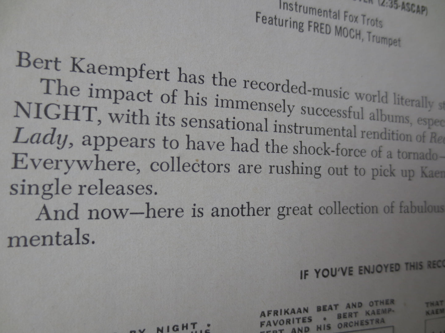 BERT KAEMPFERT, THREE O'clock, Bert Kaempfert Album, Jazz Records, Jazz Album, Bert Kaempfert Music, Vinyl lp, 1965 Records