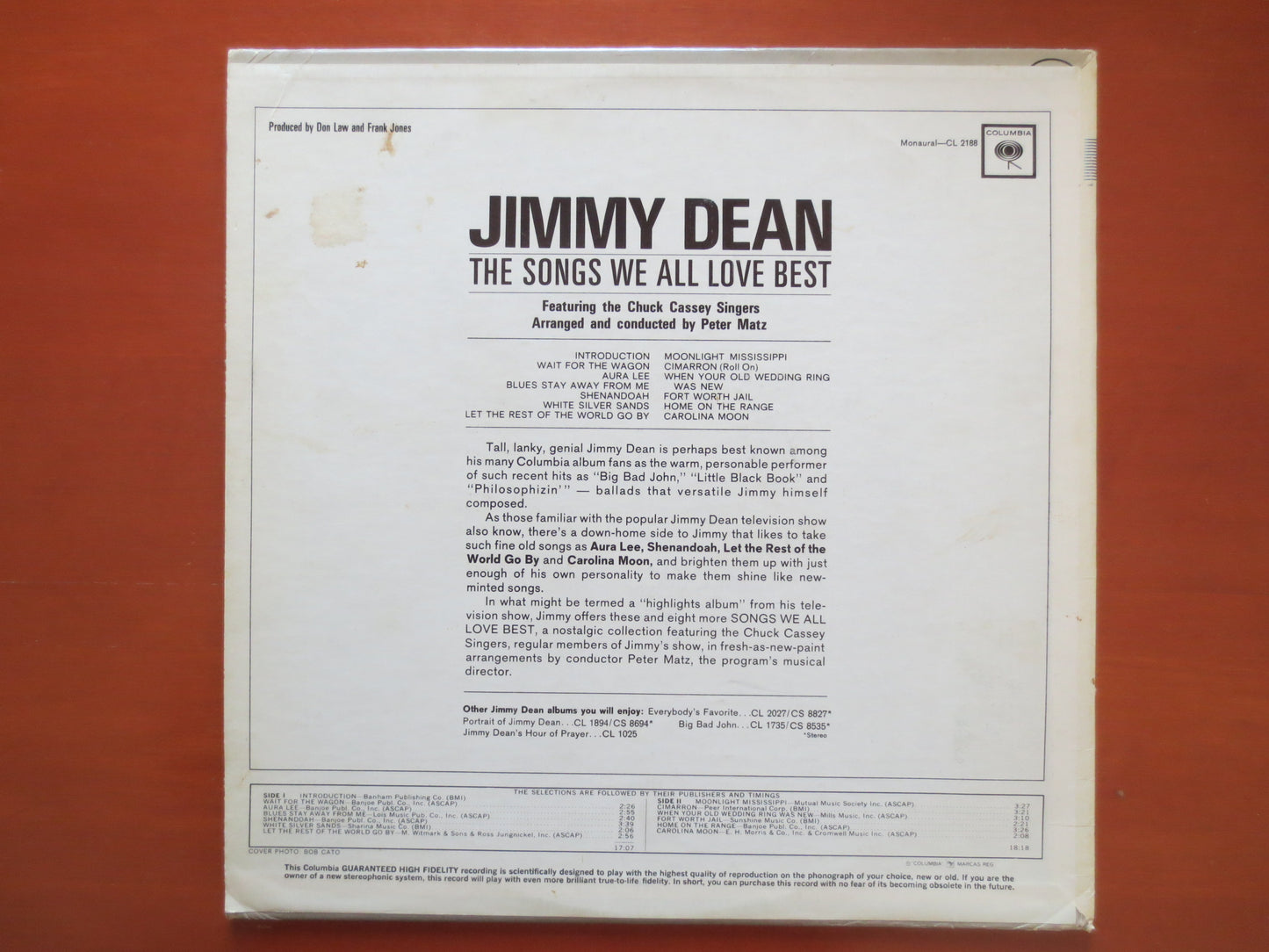 JIMMY DEAN, Songs We LOVE Lp, Country Record, Vintage Vinyl, Record Vinyl, Records, Vinyl Record, Vinyl Album, 1964 Records