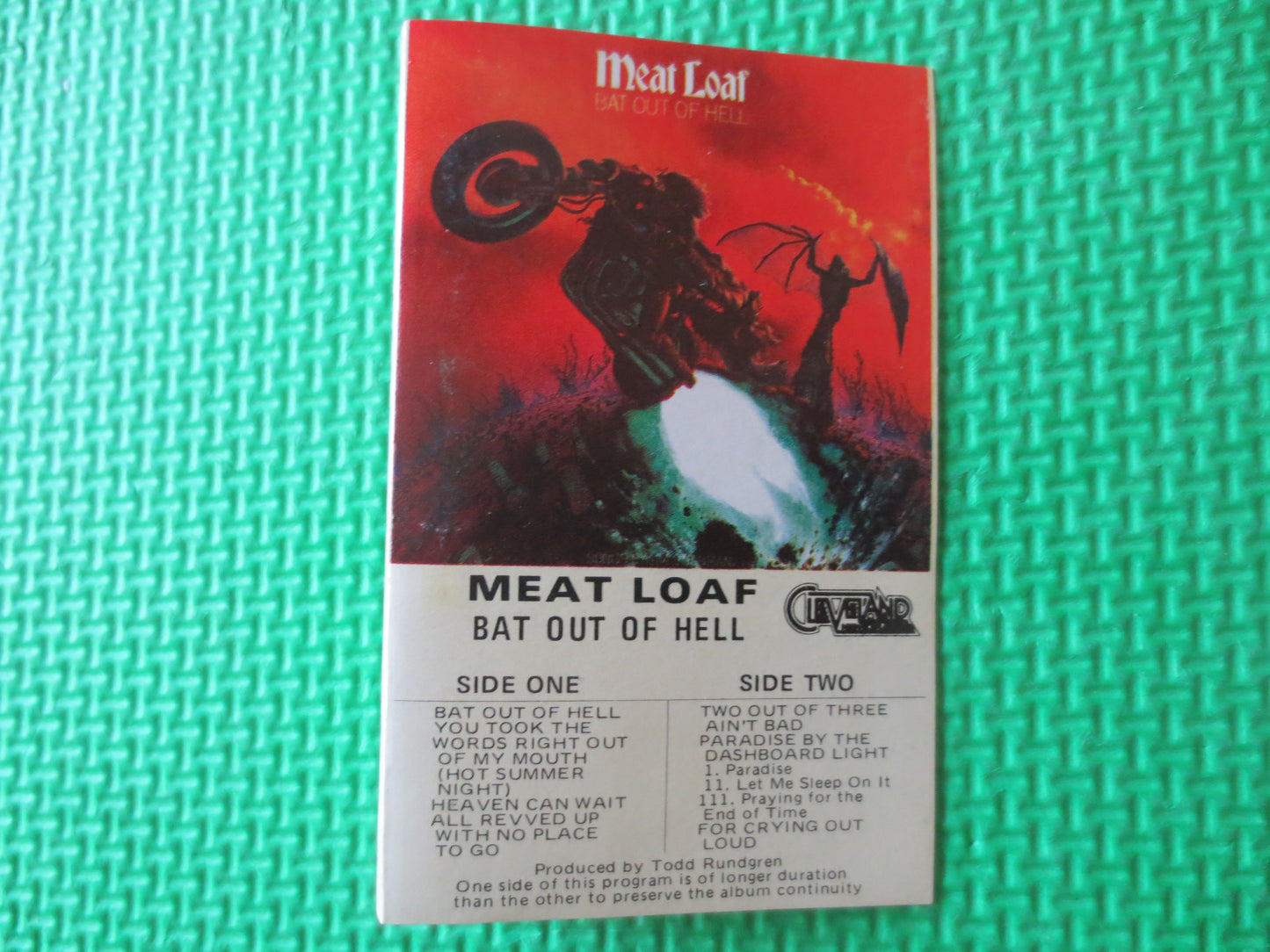 MEAT LOAF, BAT Out of Hell, Meat Loaf Tape, Meat Loaf Album, Tape Cassette, Rock Cassette, Classic Rock lp, Cassette Music