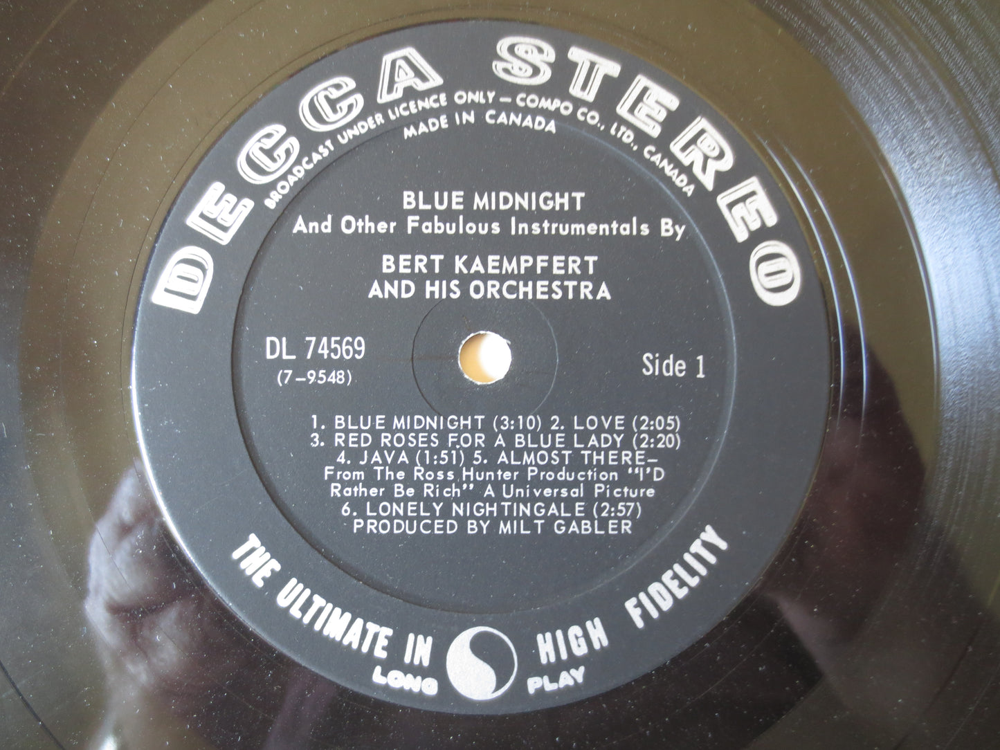 BERT KAEMPFERT, Blue MIDNIGHT, Bert Kaempfert Album, Jazz Records, Jazz Albums, Bert Kaempfert Music, Vinyl, 1964 Records