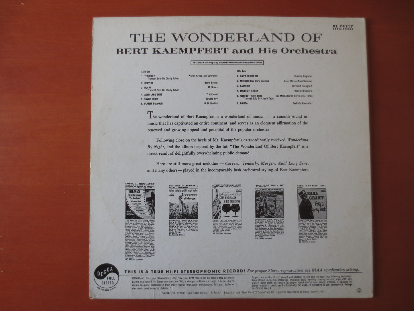 BERT KAEMPFERT, The WONDERLAND of, Bert Kaempfert Album, Jazz Records, Jazz Album, Bert Kaempfert Music, Lps, 1961 Records