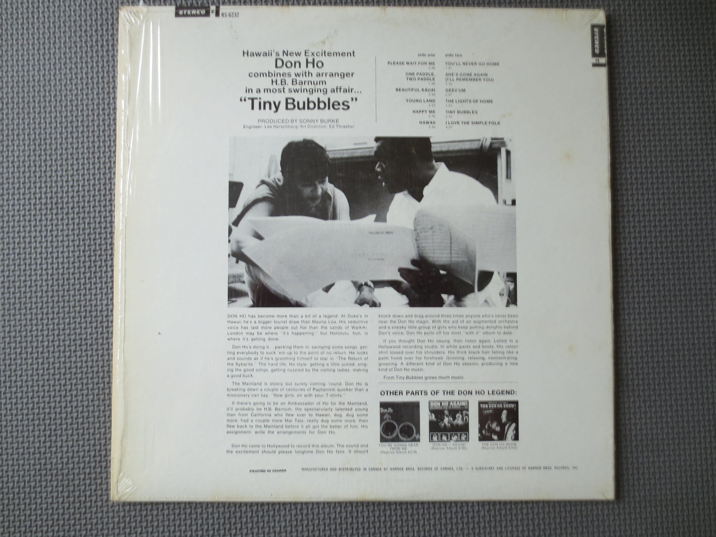 DON HO, Tiny BUBBLES, Don Ho Records, Don Ho Album, Don Ho Lp, Vinyl Records, Jazz Lps, Vinyl Albums, Vinyl, 1966 Records