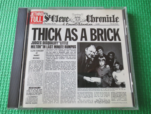 JETHRO TULL, THICK As A Brick, Jethro Tull Lp, Jethro Tull Cd, Vintage Compact Disc, Rock Cd, Music Cd, Cd's, Compact Discs