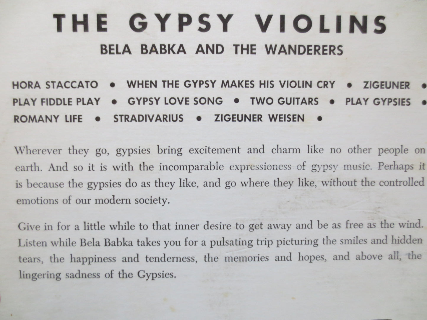 BELA BABKA, GYPSY Violins Album, Bela Babka Album, Bela Babka Vinyl, Bela Babka Lp, Gypsy Music, Vinyl, 1960 Records