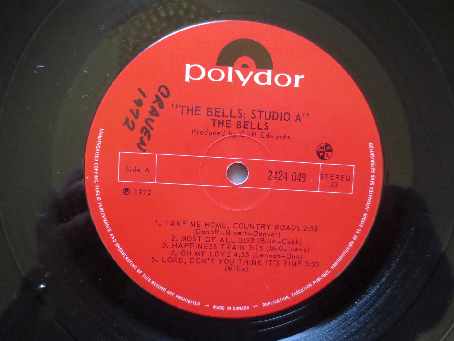 The BELLS, The Bells STUDIO A, The BELLS Album, The Bells Vinyl, The Bells Lp, Vinyl Record, Vinyl Lp, 1972 Records